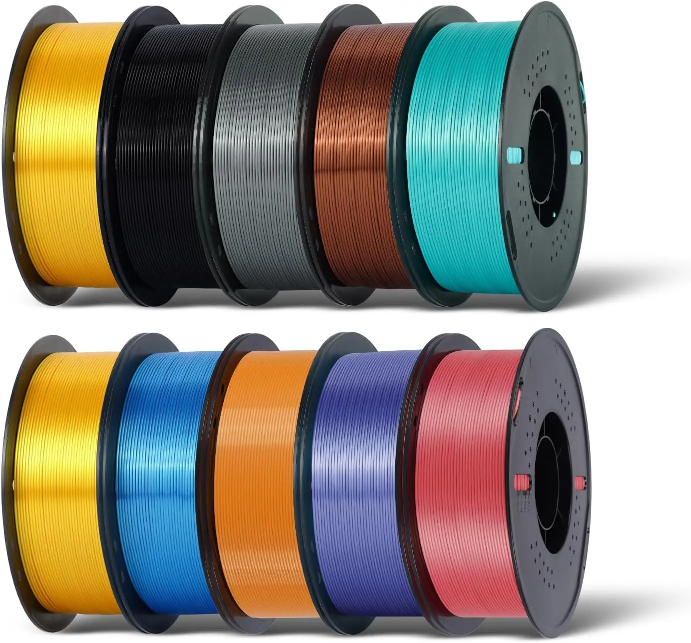 Silk PLA Bundle 3D Printer Filament, Dimensional Accuracy +/- 0.03 mm, 10 kg Spool(22lbs), PLA Shiny Filament 1.75 mm（2Gold+Oran
