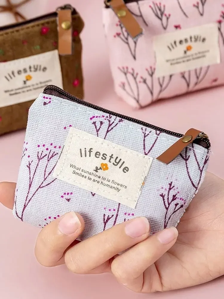 Bolsa para toallas sanitarias con flores para niñas, bolsa de lona con cremallera, bolsas de cosméticos para mujeres, monederos de maquillaje para mujeres, estuche organizador de almacenamiento de llaves