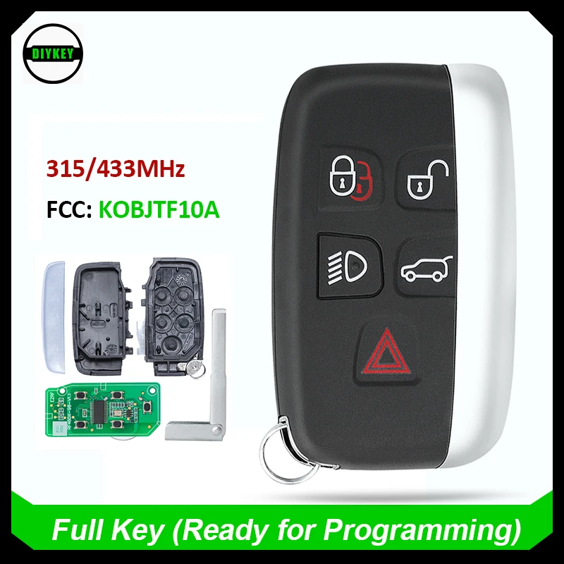 

DIYKEY 315Mhz /433Mhz Smart Remote Key Fob 5 Buttons for Jaguar F-Pace F-Type XF XJ XL XK XE 2011-2020 with ID49 chip KOBJTF10A