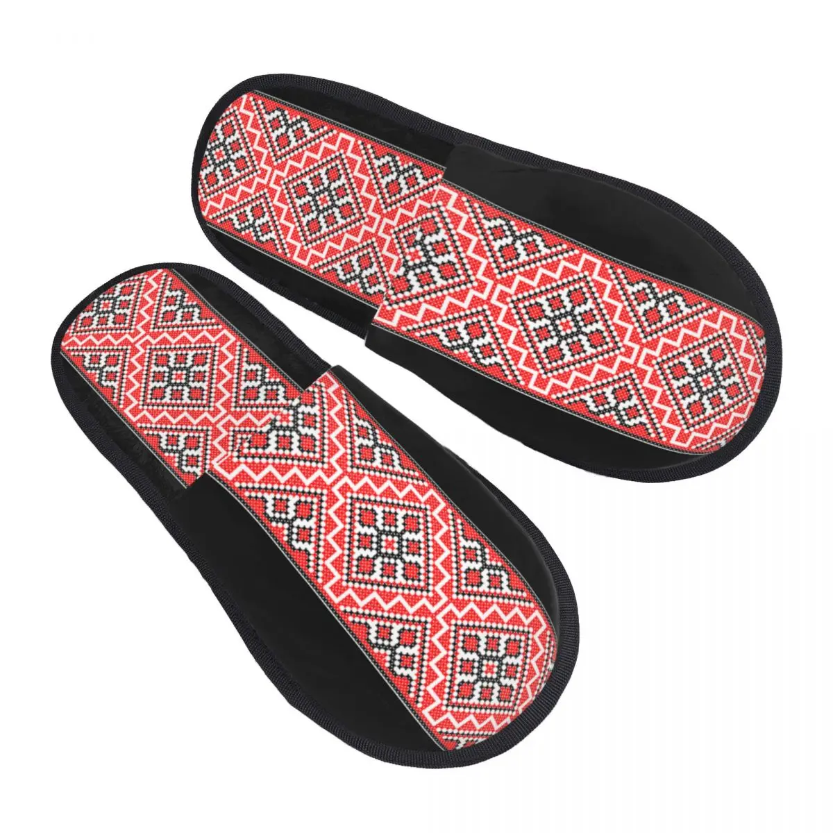 

Custom Ukrainian Traditional Embroidery Guest Slippers for Hotel Women Vyshyvanka House Slipper