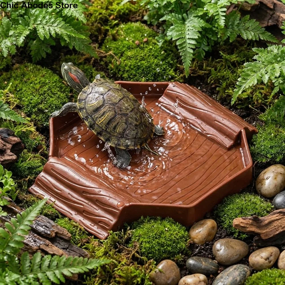 

Plastic Tortoise Water Dish with Ramp Bathing Pool Reptile Pool Dish Anti-Slip Water Bowl Turtle Bath Tub Pet Supplies
