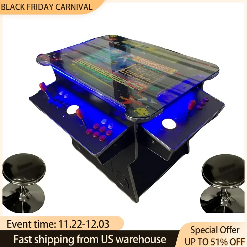 Full Size Commercial Grade Cocktail Arcade Machine  Games Lift Up / Tilt Screen 26.5 Screen Tempered Glass 2 Stools Included