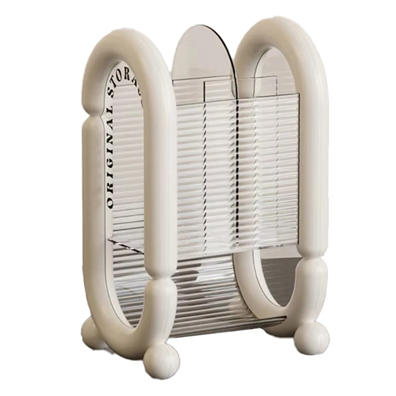 ABWR-Tempat Kuas Rias Akrilik, Kotak Penyimpanan Lipstik & Kosmetik Transparan, Organizer Meja untuk Alat Rias