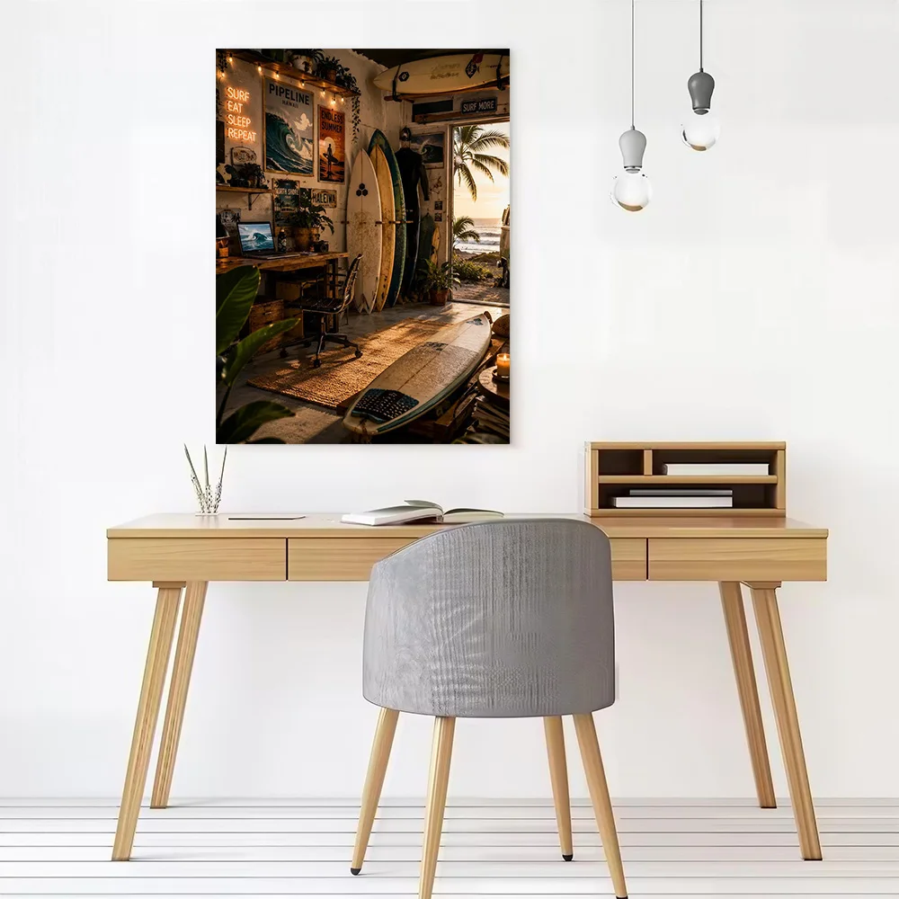 Surf Garage With Ocean View Canvas Poster Wall Art Customizable High Quality Printed Picture for Modern Living Room Pictures