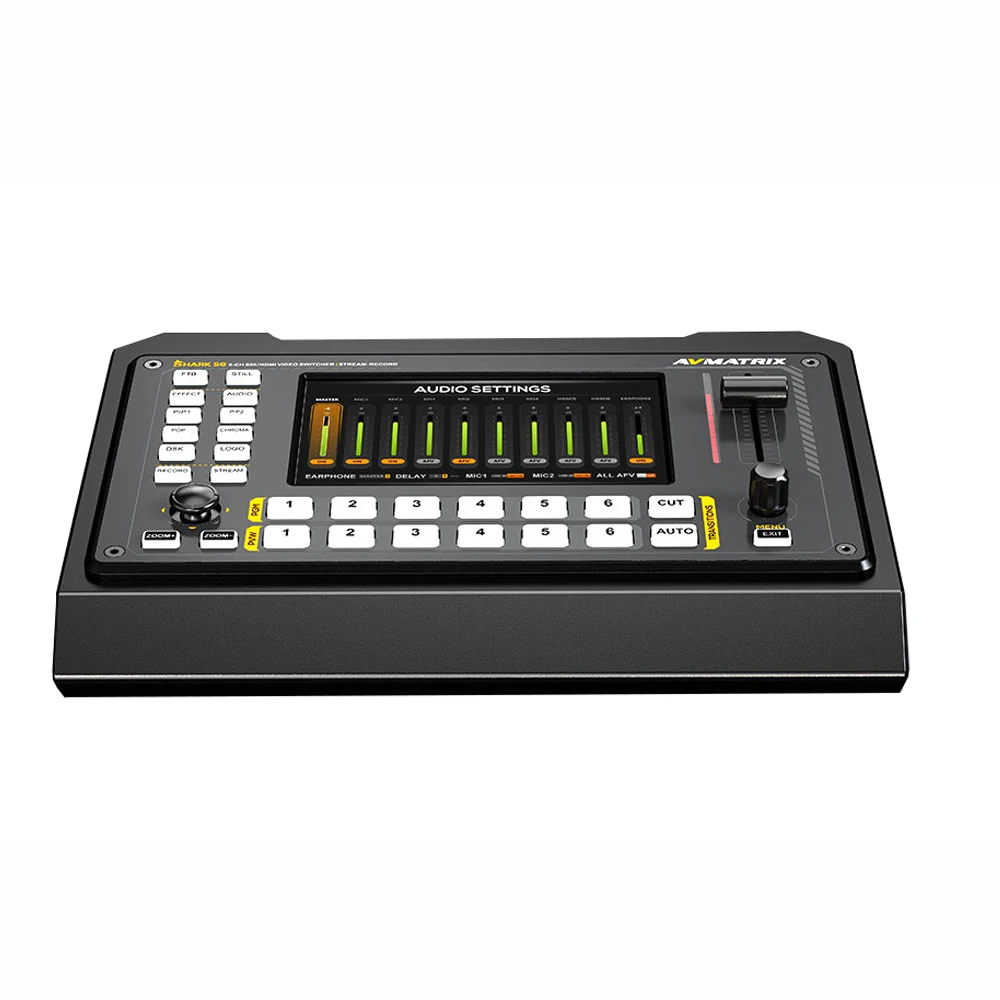 

SHARK S6 AVMATRIX 6 Channel HDMI&SDI Multi-Format Video Audio Mixer Switcher with 5 Inch LCD Display LAN Streaming Recording