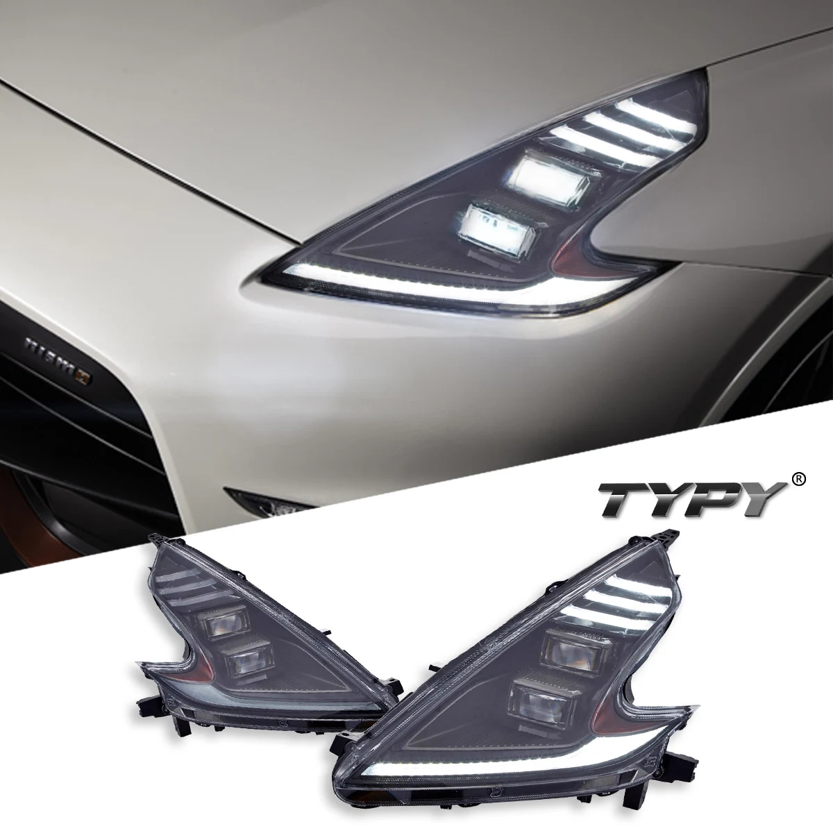 

TYPY Car For Nissan 370Z Headlight 2008-2021 Upgrade Modified to New DRL Dynamic Turn Signal LED Headlight Auto Accessories