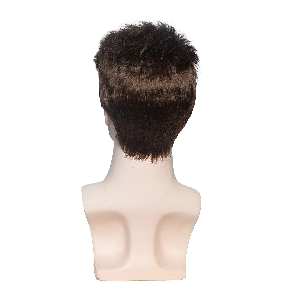 HANEROU Short Men Wig Pixie Cut Natural Straight Ombre Brown Wig Heat Resistant Fiber for Daily Cosplay Part