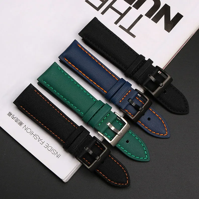حزام ساعة من جلد النايلون من ألياف الرجال ، سوار من القماش ، سوار لعلامة هوير F1 ، سيارة سباق ، غوص ، ميدو ، 20 حزام ، 22