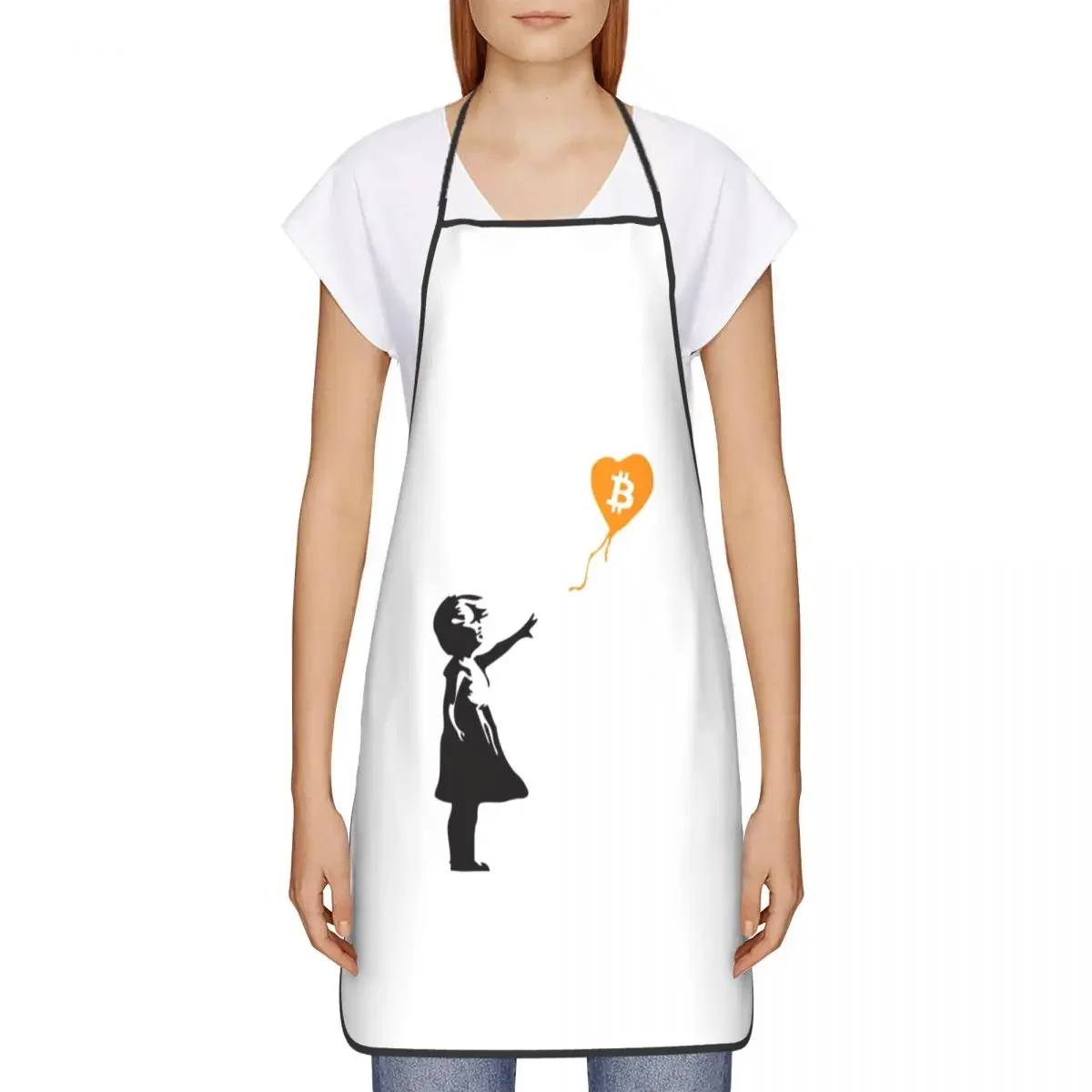 Girl With Bitcoin Balloon Apron for Men Women Unisex Adult Chef Cooking Kitchen Banksy Graffiti Art Tablier Cuisine Gardening