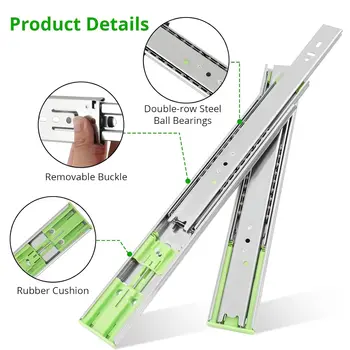 10 párů (20 ks) výsuvných lišt pro zásuvky 12/14/16 palců, boční montáž na zásuvky, výsuvy pro zásuvky skříněk do kuchyně 10 nejlepší prodej miniaturní výsuvy do zásuvek - №2