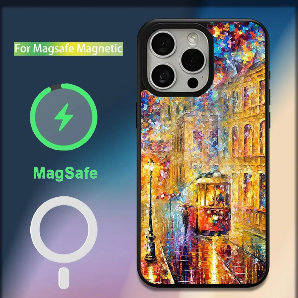 L-Leonid Afremov Oil Painting Phone Case For iPhone 16,15,14,13,12,11,Plus,Pro,Max,Mini Magsafe Magnetic Wireless Charging