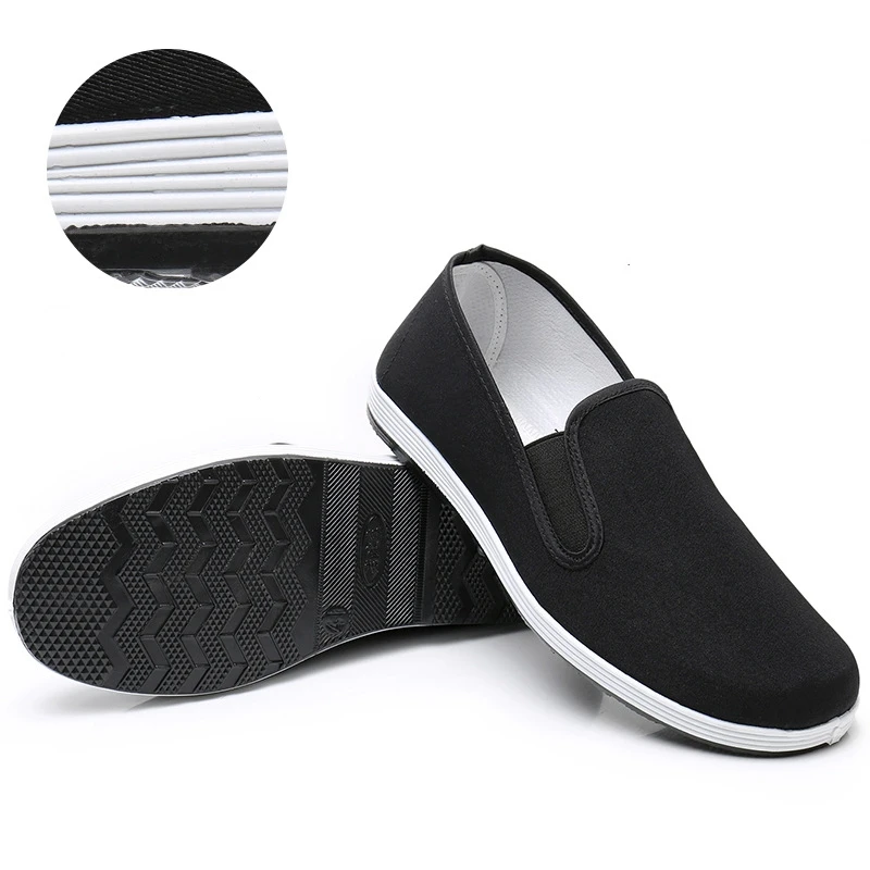 Top Quality Black Cotton Shoes Vintage Chinese Kung Fu shoes Wing Chun Tai Chi Slipper Martial Art Pure Cotton Shoes