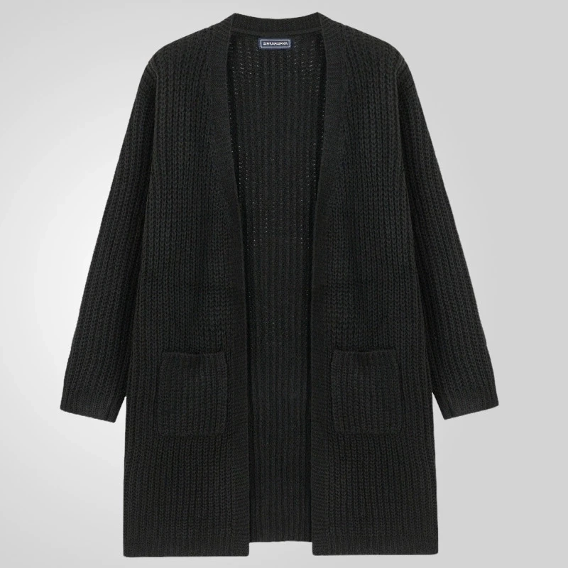 Men's autumn and winter new item medium length knitted sweater men's thick needle cardigan sweater jacket