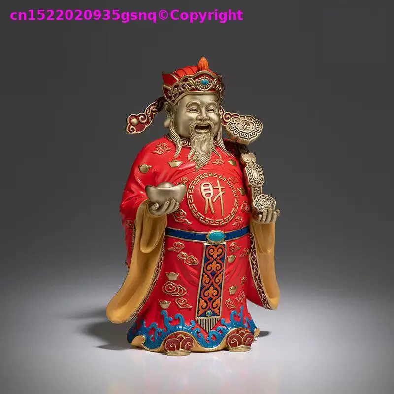 TOP Lucky Mascot  Attract wealth Wealth Deity Fortune God bronze sculpture living room company HOME Decorative buddha ornament
