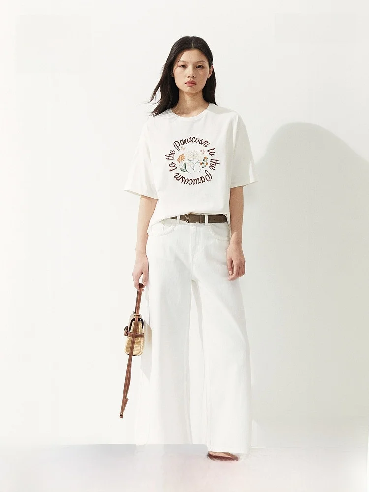 

Свободная футболка в американском стиле с круглым принтом Ne, женская повседневная хлопковая футболка ort Sve HM, осеннее новое поступление 28780