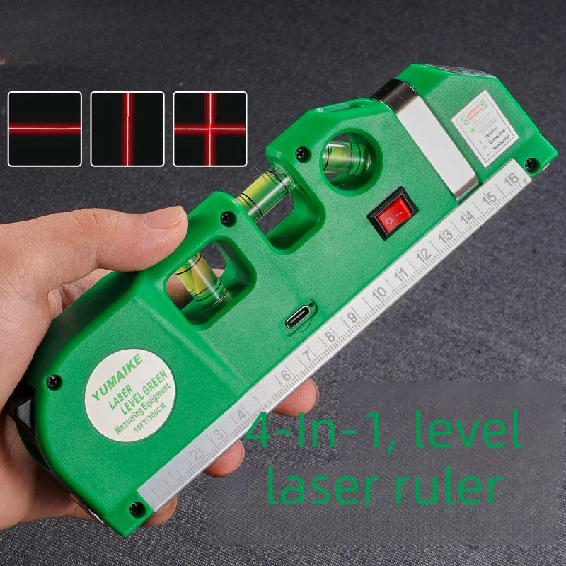 Multi-Functional 4-in-1 Laser Level High Precision Cross Line Rechargeable Infrared Line Projector Leveling Measuring Tool