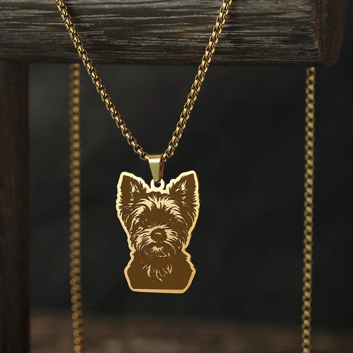 CHENGXUN Yorkshire Terrier Pendant Necklace Women Men Jewelry Punk Animal Jewelry Stainless Steel Dog Necklace