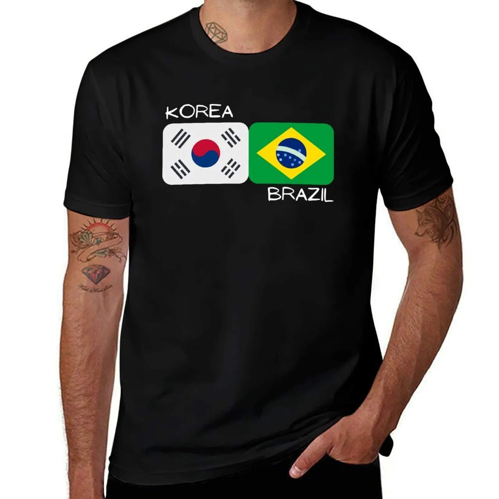 

Korean Brazilian - Korea and Brazil T-Shirt Active Sports Short Sleeve Cotton Shirt