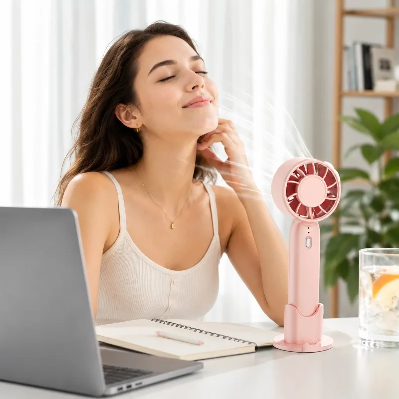 Handheld Fan USB Rechargeable Desk Fan Strong Wind Mini Cooling Fan Quiet Small Air Cooler Suitable for Indoor and Outdoor