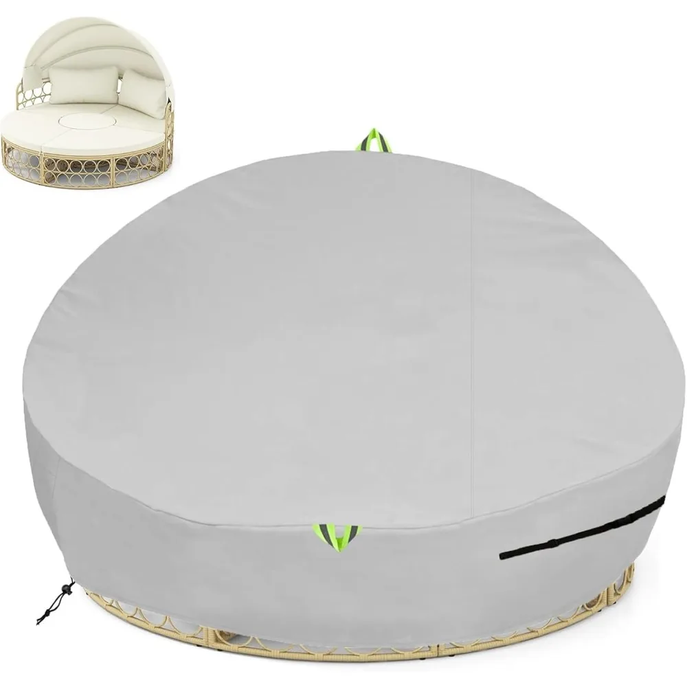 

Outdoor Daybed Cover Waterproof, 600D Round Patio Sofa Cover, Heavy Duty Outdoor Canopy Daybed Sofa Cover - Ø75X35''/18H