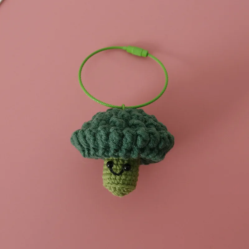 Creative Vegetable Series Doll Crochet Keychains For Bag Pendant Cute Mushroom Knitted Keyrings Wholesale Custom Accessories
