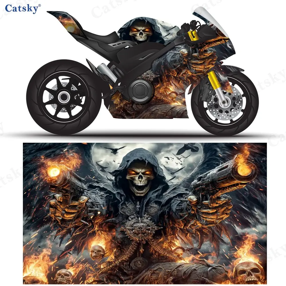 

Black Robe Sickle Death Reaper Motorcycle Vinyl Packaging-waterproof, Detachable Sticker, Universal For Motorcycles, Durable Scr