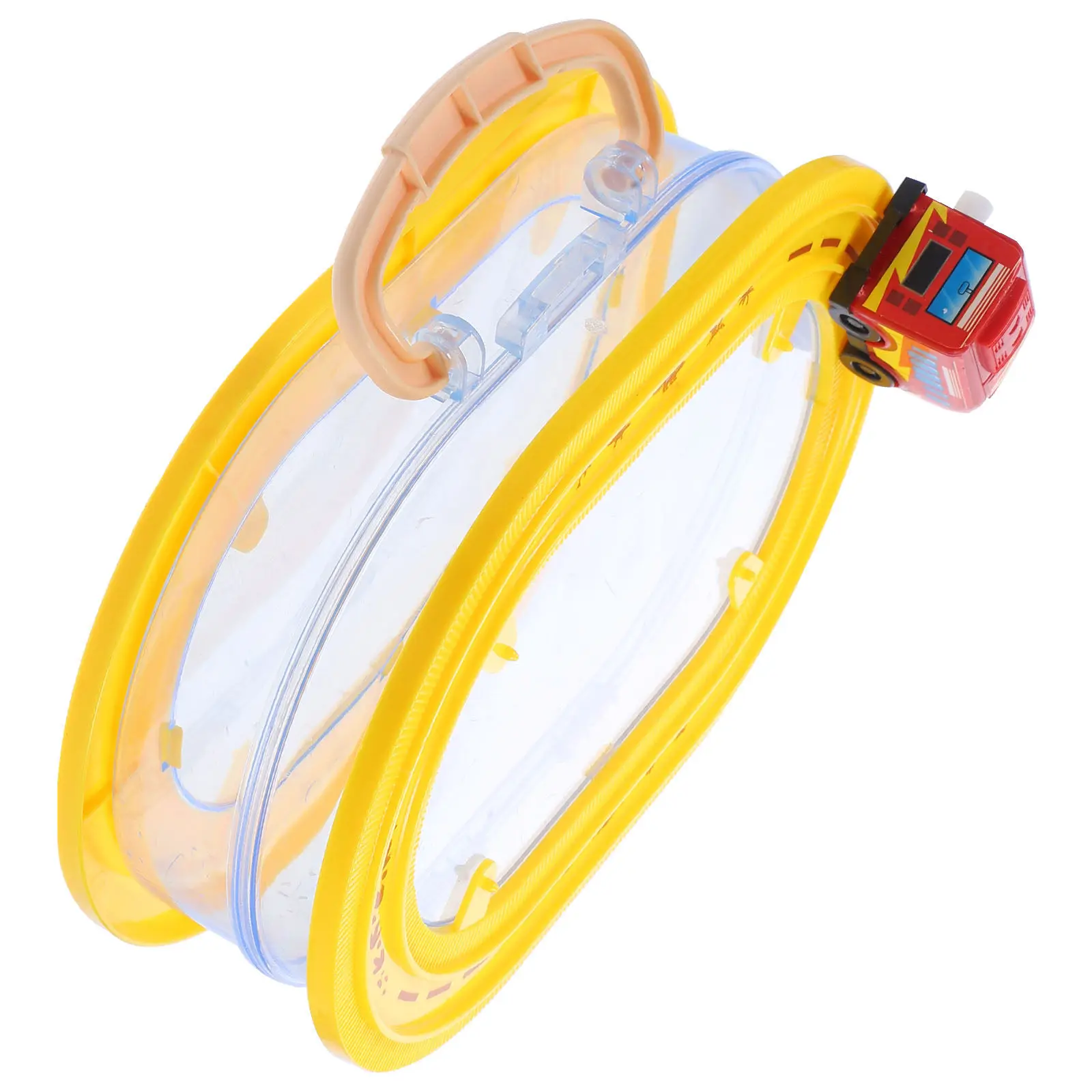 

Wind-Up Car Storage Box Large Capacity Transparent Plastic Multi-Function Organizer Carrying Case Miniature Track Car Decor