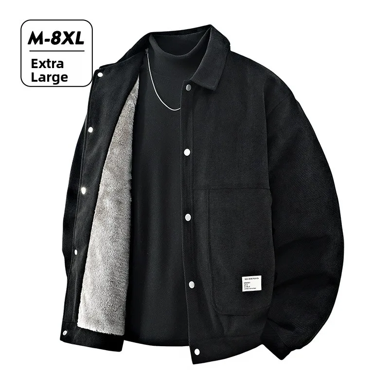 

Men's Corduroy Jaet Large Size Loose Fit Collared Oversize Fce Lined Long Sve Autumn Wear Casual Outerwear Coat