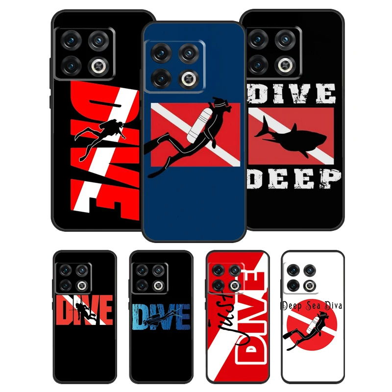 Dive Scuba Diver Shark Diving Phone Case For Oneplus Nord 2 T Ace 10R 9 R One Plus 10 9 Pro Soft Silicone Back Cover Funda