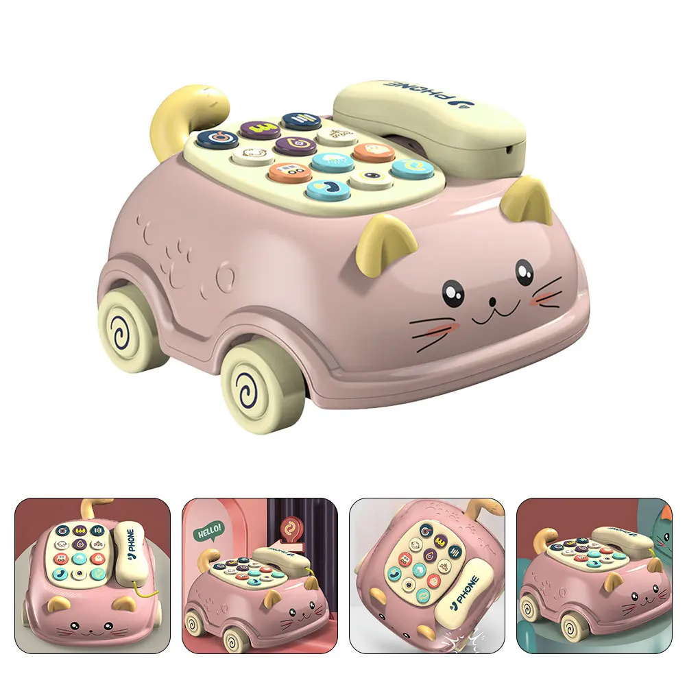 

1Set Simulation Voice Telephone Educational Plaything Kid Phone Calling Music Early Education Cat Appearance Kid Phone Car Toy