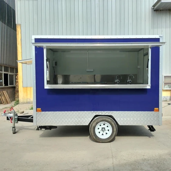 

Concession Street Vendor Custom Shaped Food Coffee Trailer Street Mobile Gas Flat Top Grill Snack Food Cart For Pizza Hamburger