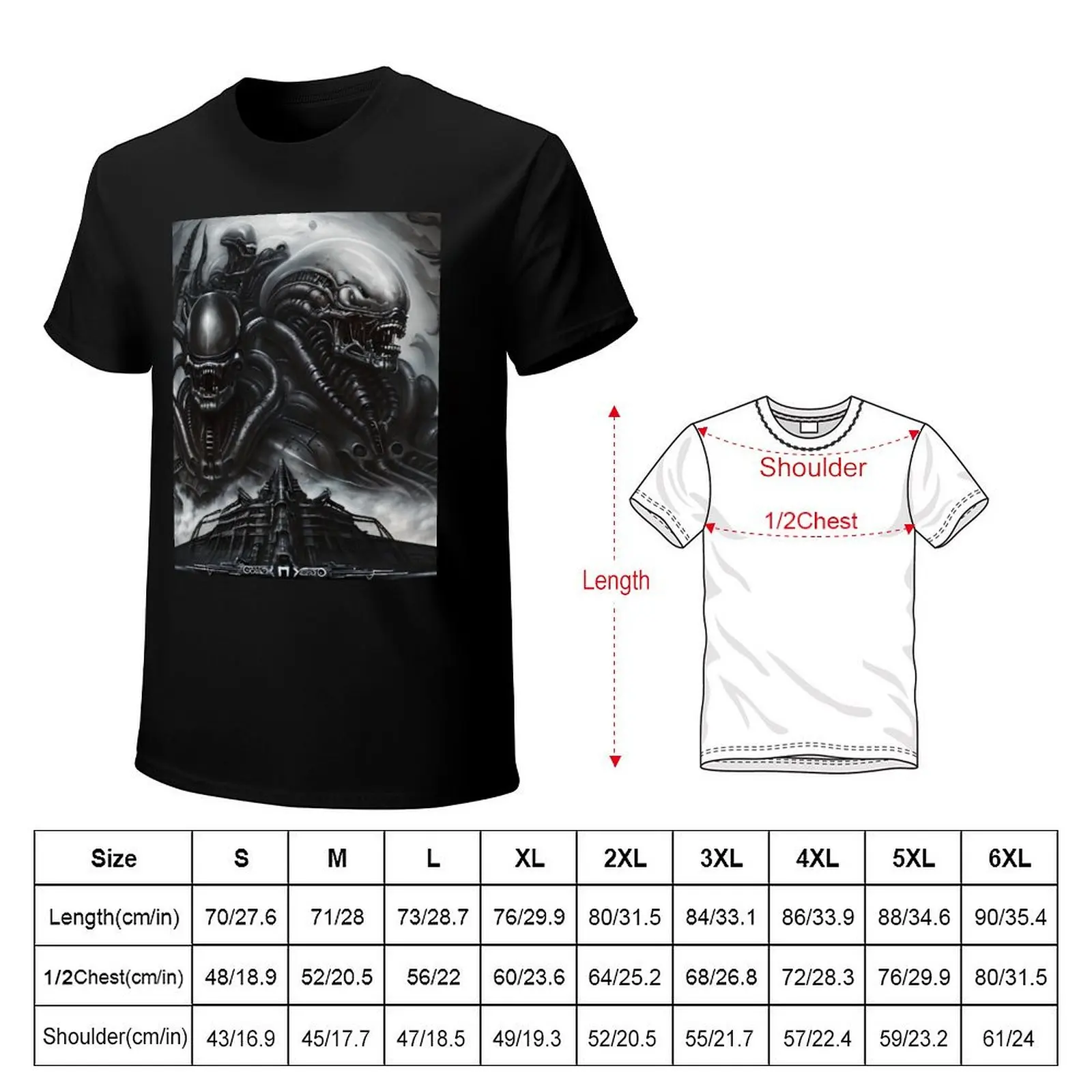 Xenomorph Alien Giger T-Shirt Casual Basic Short Sleeve T-Shirt