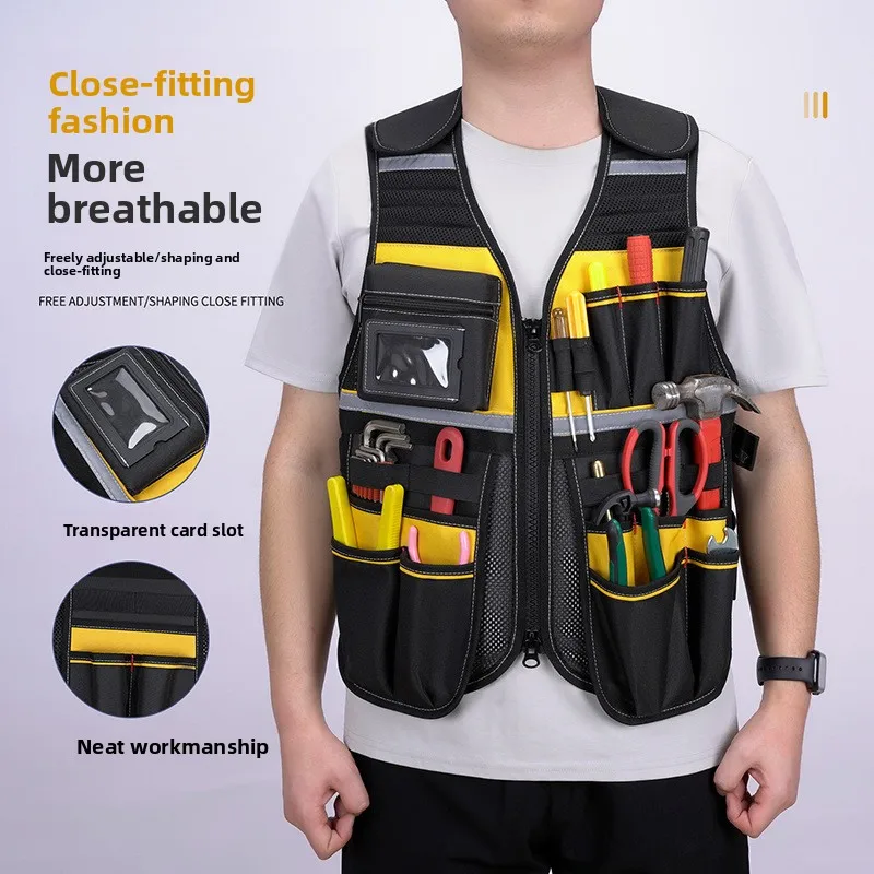 Tool vest protective functional reflective waterproof Oxford fabric reinforced durable quick-access tactical backpack chest bag