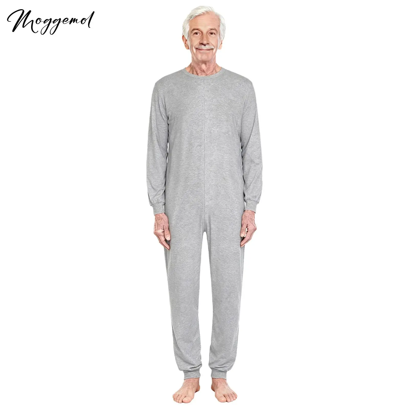 

Elderly Unisex Women Men Special Needs And Disabilities Anti-Strip Adaptive Jumpsuit Long Sleeve Back Zipper Long Pants Rompers