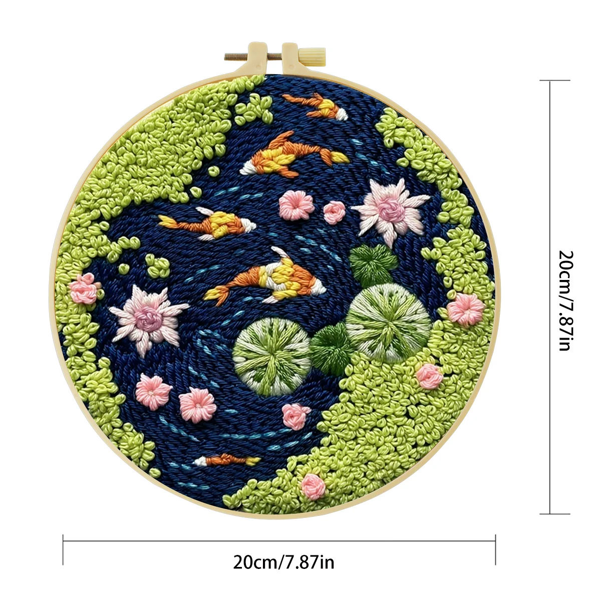 1 Stück 20X20CM/15X15CM 7,87/6,3 Zoll Lotus-Teich Stickerei Starter-Kit DIY-Kit DIY-Stickerei-Set Handarbeiten Malerei – Detail 4