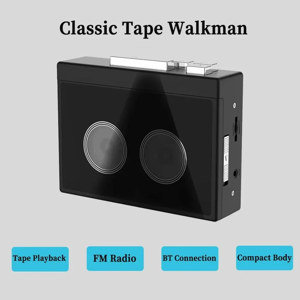 

HiFi High-end Piano Black Tape Drive Retro Nostalgic FM Radio Automatic Flip Cassette Player Wireless Bluetooth Stereo Walkman