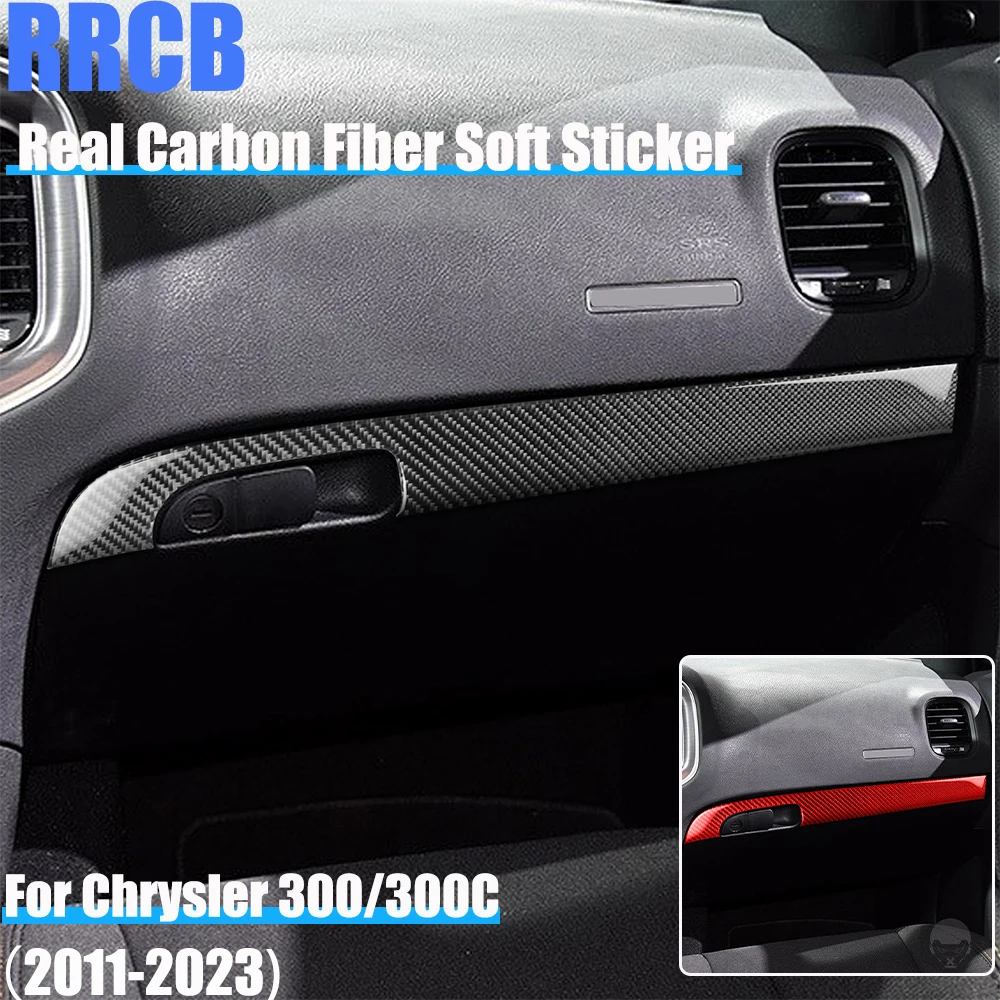 

Real Carbon Fiber Car Accessories Co-pilot Dashboard Decorative Interior Trim Cover Soft Sticker For Chrysler 300 300C 2011-2023