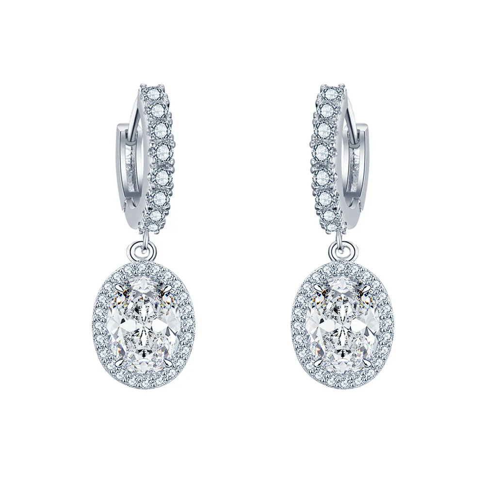 

Серьги с муассанитом овальной огранки цвета D, 1 карат, женские украшения из белого золота с покрытием из стерлингового серебра S925