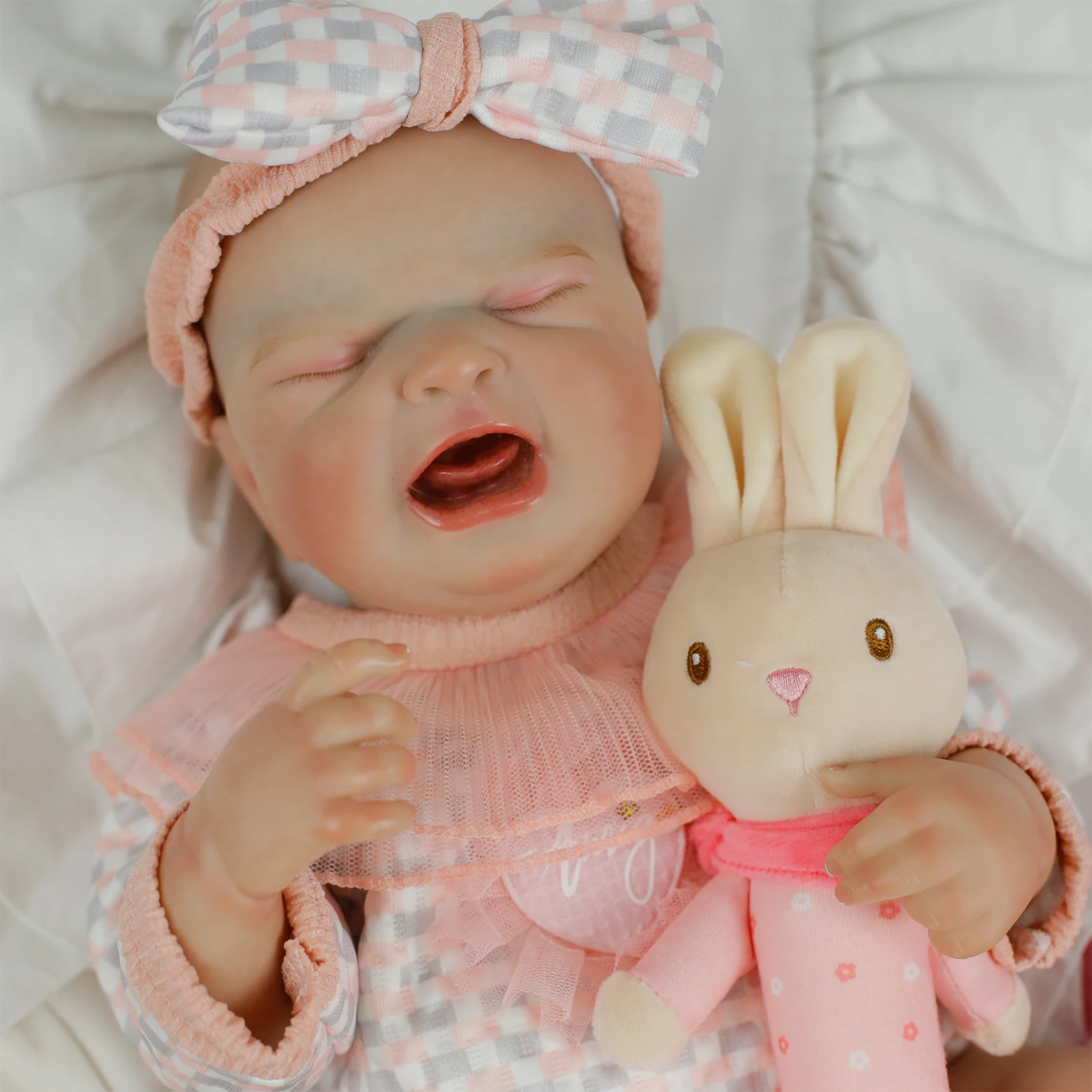 18インチ全身リアルな泣き声の新生児シリコンビニールリボーンドール女の子、多層ペイントソフトトイ、シックでおしゃれな人形