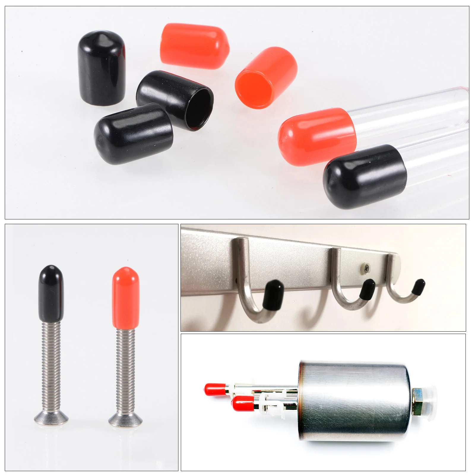 20Pcs Black Rubber End Caps 2-36mm ID Vinyl Round Tube Bolt Cap Cover Thread Protectors image 5