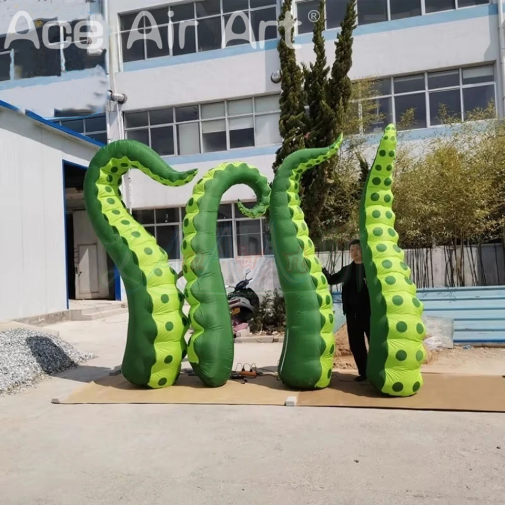 Tentáculos inflables verdes del pulpo de la decoración de la ventana de la construcción con las ventosas para la decoración de Halloween