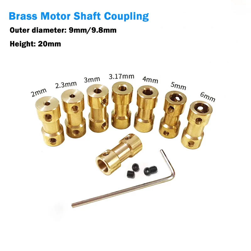 2pcs Brass Motor Shaft Coupling 2mm 2.3mm 3mm-6mm Copper Transmission Joint Connector Sleeve Adapter For RC Boat Car Airplane