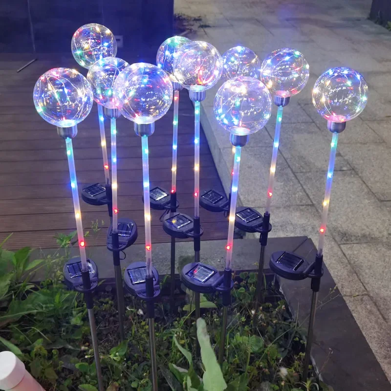 Outdoor Solar Orb Reed Lamp Garden Garden Decoration Ground Lamp Luminous Copper Wire 7 Colored Ball Lawn Lamp