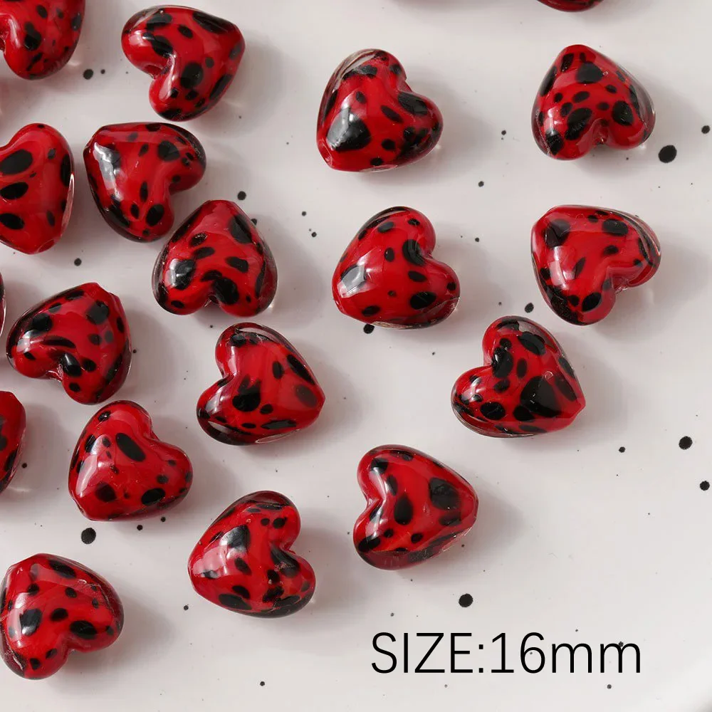 4PCS Heart Shaped Glass Beads Love Pendants Charms for Jewelry Making Necklace DIY Hand Made Supplies Accessories