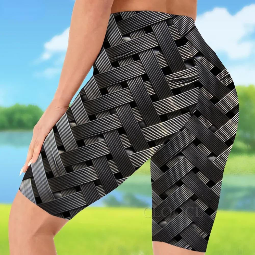 

CLOOCL High Waist Weave Pattern Printed Shorts Women Sexy Gym Sporting Shorts for Women Biker 3D Digital Print Short Leggings