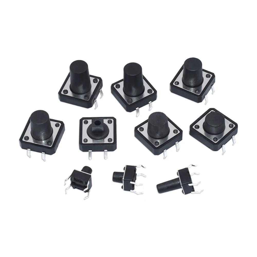 LIZAO 100PCS 6x6 Tact Switch 4Pin Self-Reset Micro Push Button DIP Switch 4.3/5/6/7/8/9/10-17mm Height Kit