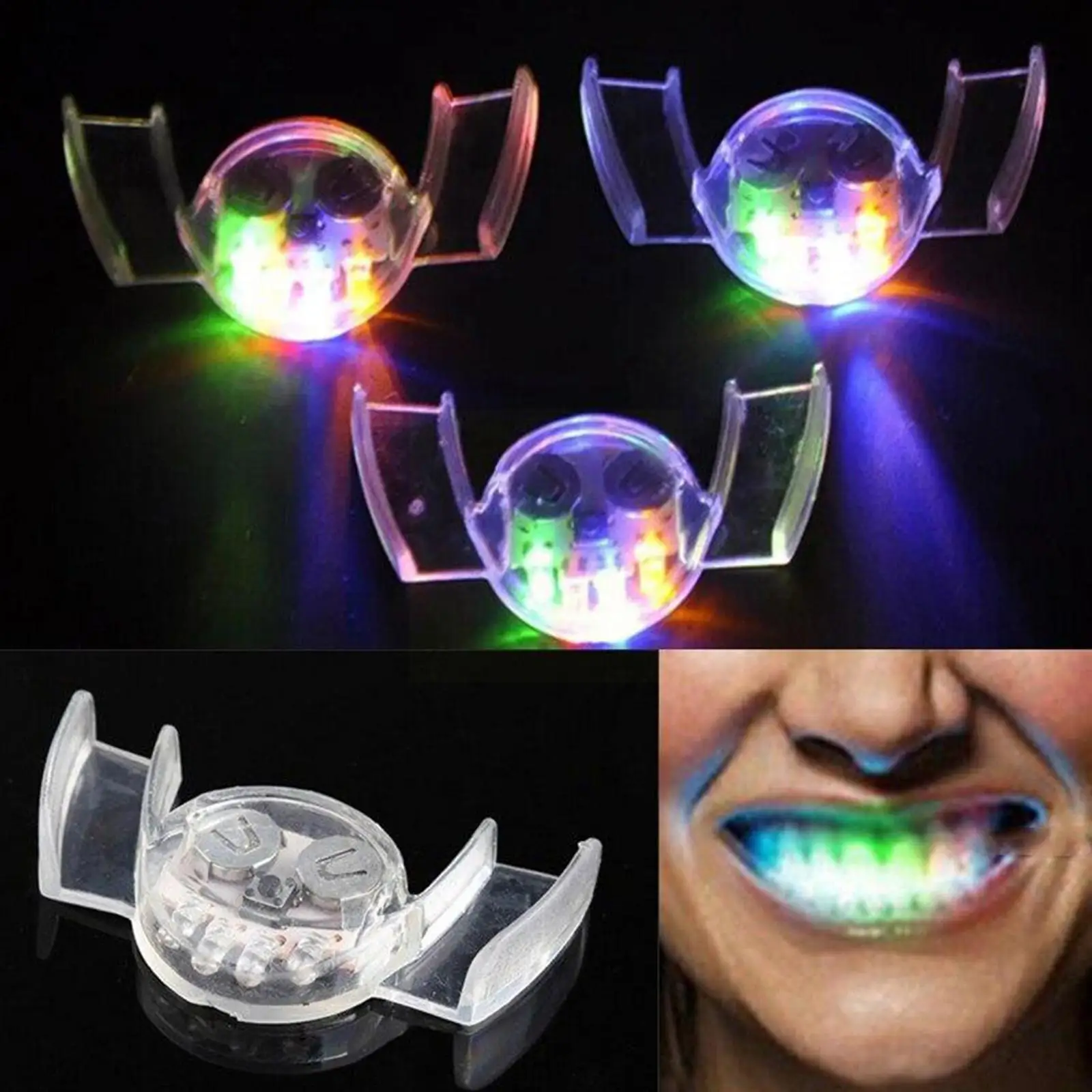 LED Light Up Braces Boca, Glow Dentes, Brilhando Aparelhos Piscando, Fontes Do Partido Do Dia Das Bruxas, Rave X Y4N7