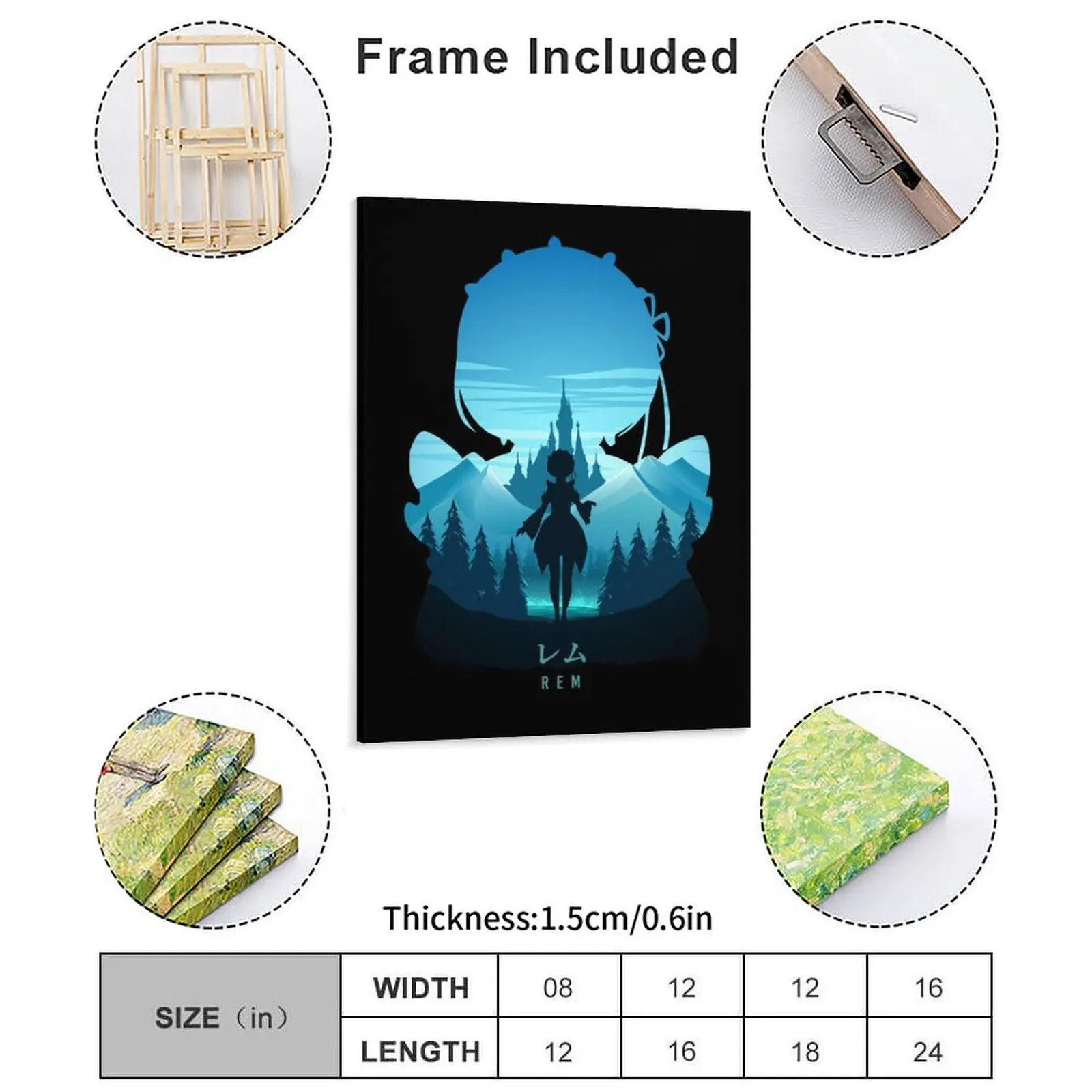 Rem Re Zero Canvas Painting Party Party Plates Cave Wall Cave Framed Wall Paintings