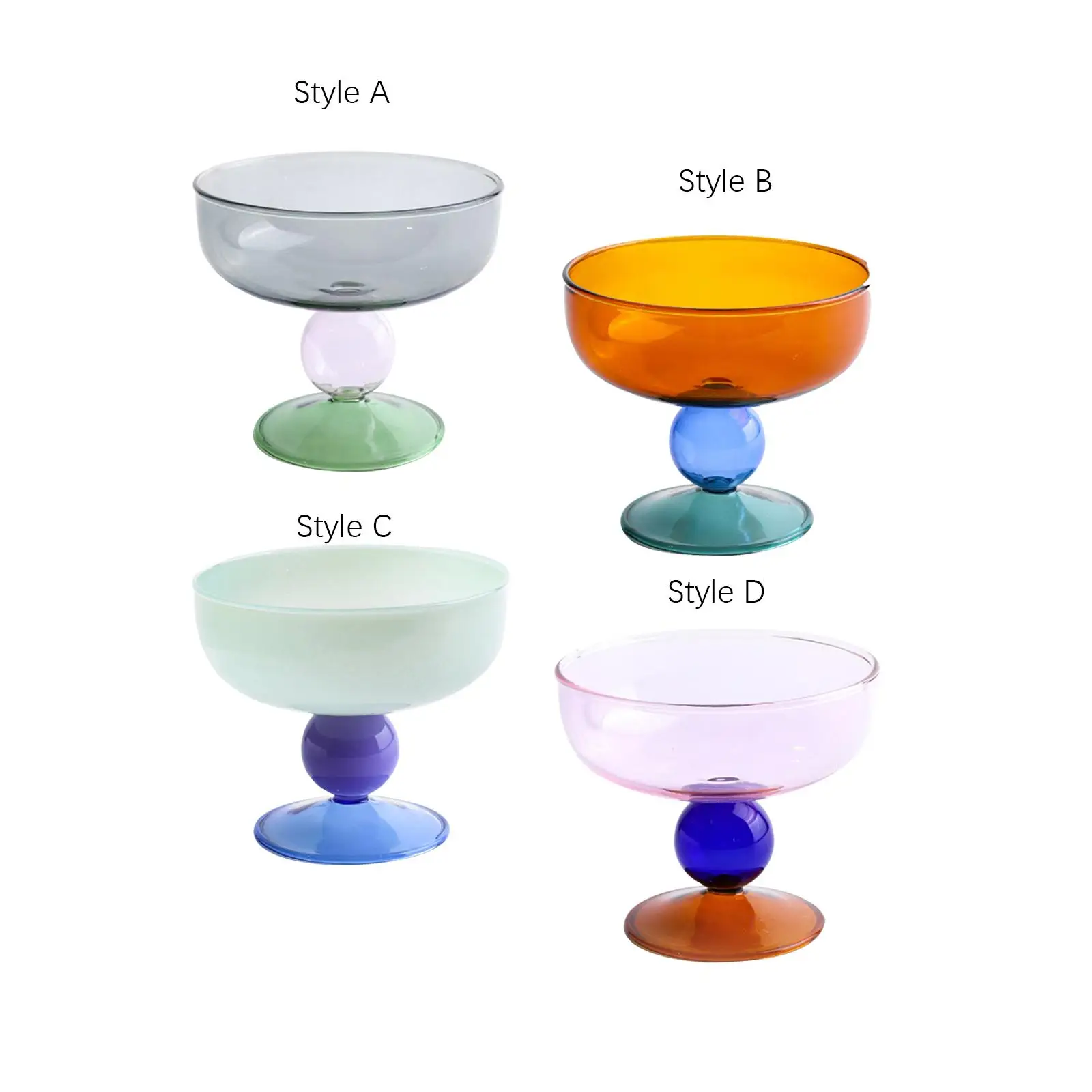 Footed Glass Ice Cream Bowl Portable Nut Photo Prop Fruit Bowl Ice Cream Bowl for Holiday Wedding Picnic Kitchen Prep Dips