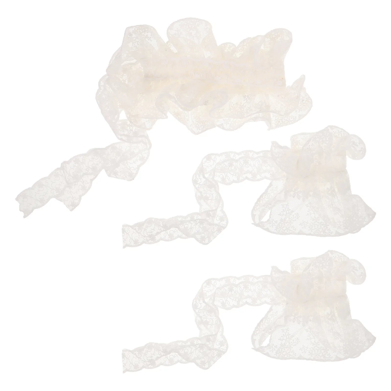 1 set witte kanten kraag manchetten set voor vrouwen Victoriaanse Lolita ruche afneembare nep kraag polyester feestkostuumaccessoires